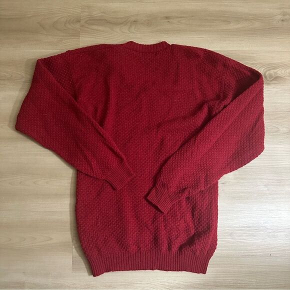 Chaps Ralph Lauren Vintage Red Long Sleeve Mini Waffle Knit Sweater LARGE‎ - Picture 5 of 9